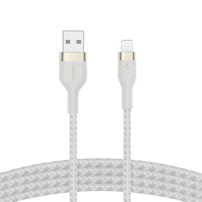 Belkin USB-A to Lightning Braid Silver Cable - White - 1m - كابل